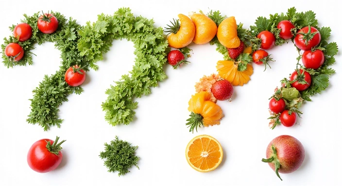 Immagine astratta con punti interrogativi e elementi di salute